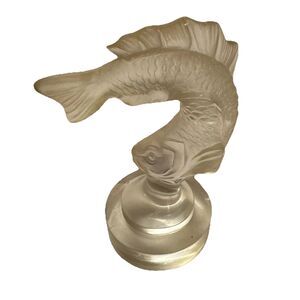 Lalique France Crystal Leaping Koi Fish Goujon Figurine Clear Frosted